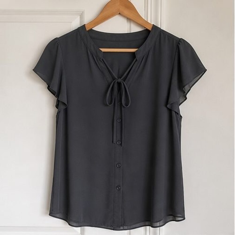 Charcoal Button Blouse